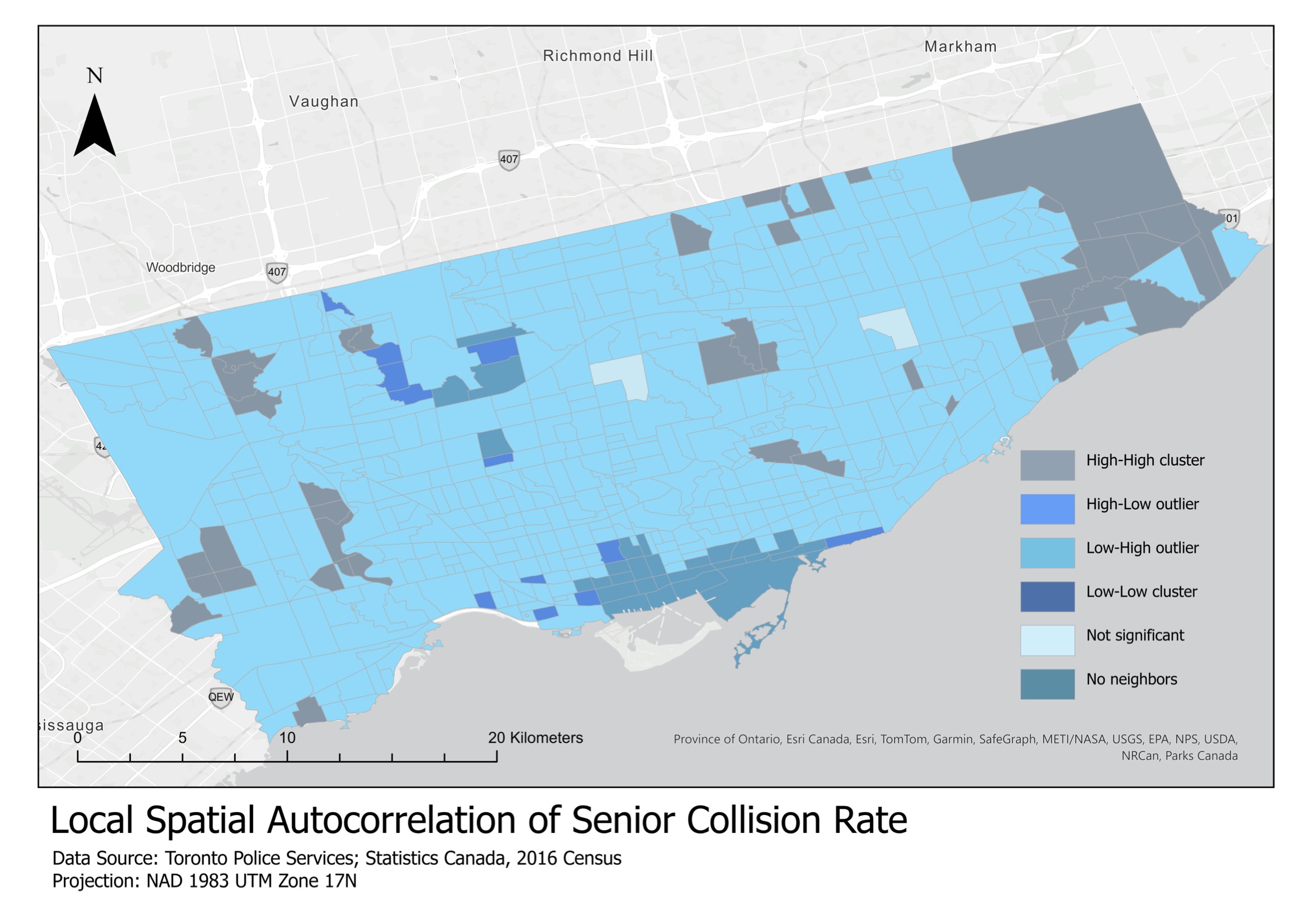 LISA senior collision cluster map.